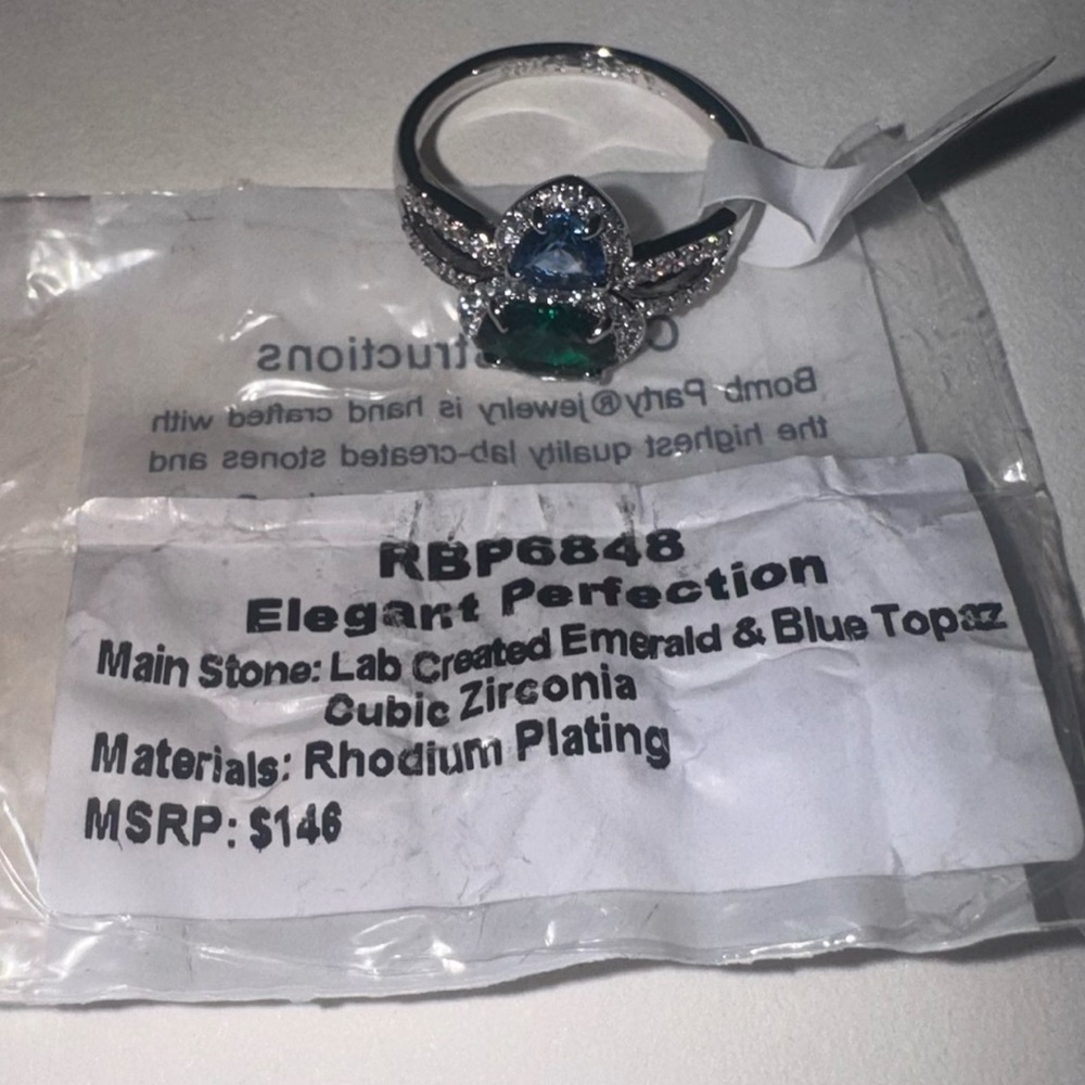 Bomb Party “Elegant Perfection” RBP6848 Emerald and Blue Topaz